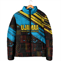 Julius Nyerere Padded Jacket Ujamaa African Socialism Text and Bold Striped Pattern - Wonder Print Shop