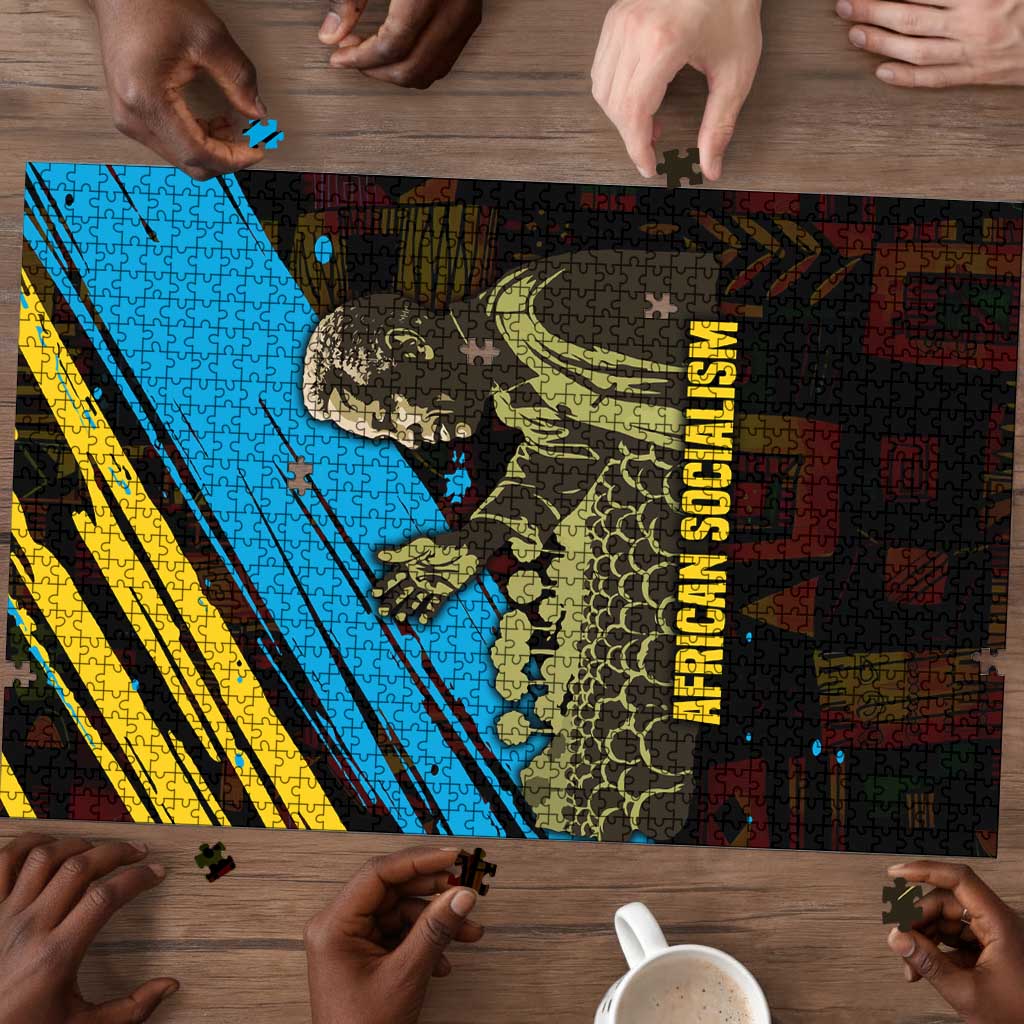 Julius Nyerere Puzzle Ujamaa African Socialism Text and Bold Striped Pattern - Wonder Print Shop