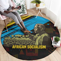 Julius Nyerere Round Carpet Ujamaa African Socialism Text and Bold Striped Pattern - Wonder Print Shop