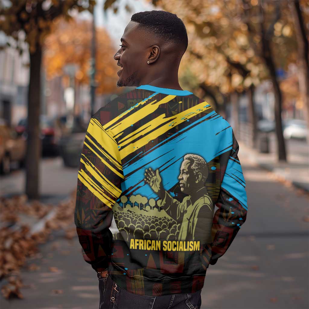 Julius Nyerere Sweatshirt Ujamaa African Socialism Text and Bold Striped Pattern - Wonder Print Shop