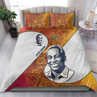 Julius Nyerere Bedding Set with Smiling Portrait, Tribal Pattern and Simplicity is Power Quote - Wonder Print Shop