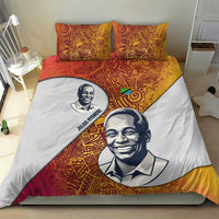 Julius Nyerere Bedding Set with Smiling Portrait, Tribal Pattern and Simplicity is Power Quote - Wonder Print Shop