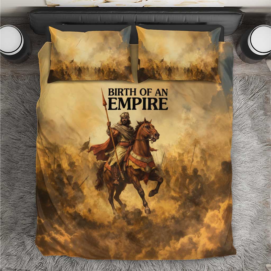 Sundiata Keita Bedding Set with Kirina 1235 Battle Map, Horseback Warrior and Birth of an Empire Design - Wonder Print Shop