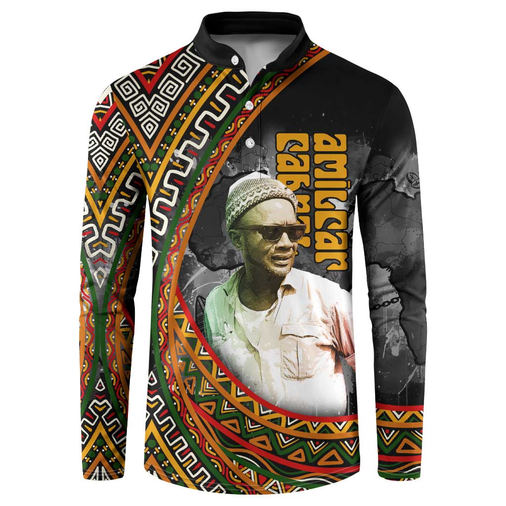 Amilcar Cabral Button Sweatshirt African Map with Chains Freedom Theme Revolutionary Liberation Tribute