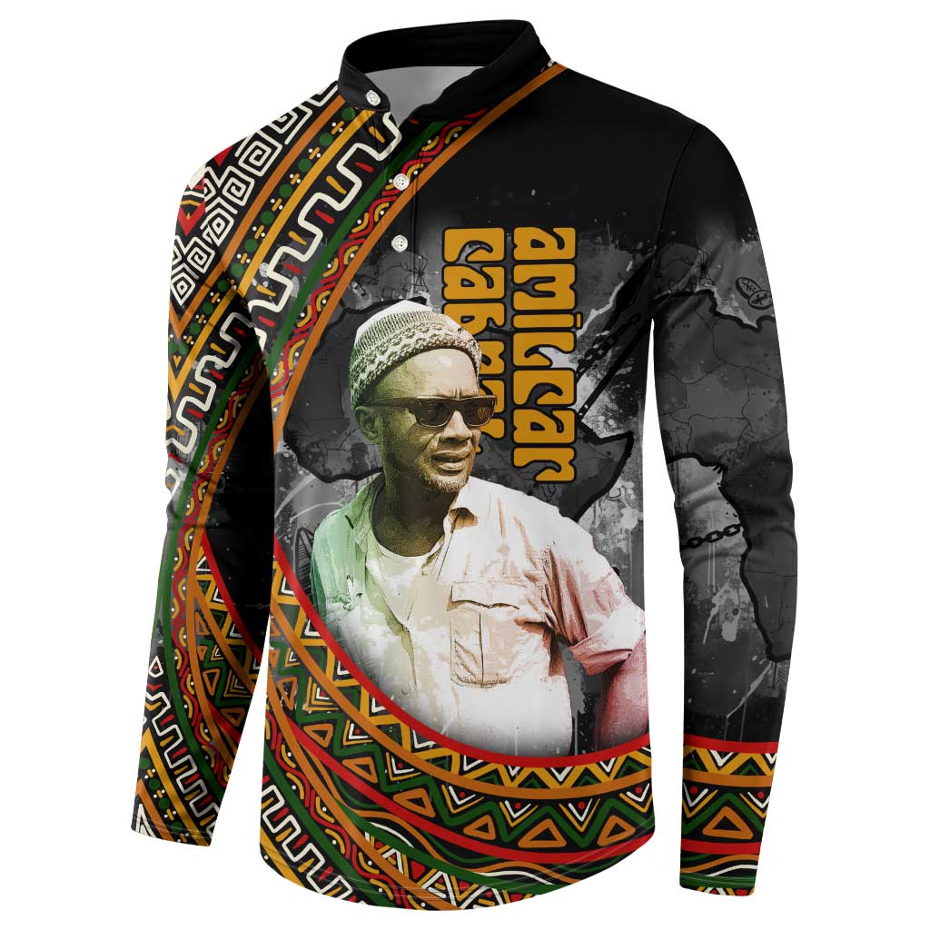 Amilcar Cabral Button Sweatshirt African Map with Chains Freedom Theme Revolutionary Liberation Tribute