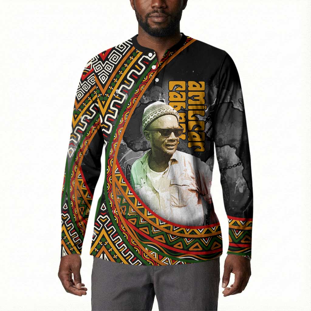 Amilcar Cabral Button Sweatshirt African Map with Chains Freedom Theme Revolutionary Liberation Tribute