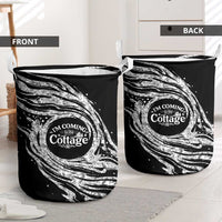 I'm Coming to the Cottage Laundry Basket with Hand-Drawn Floral Pattern