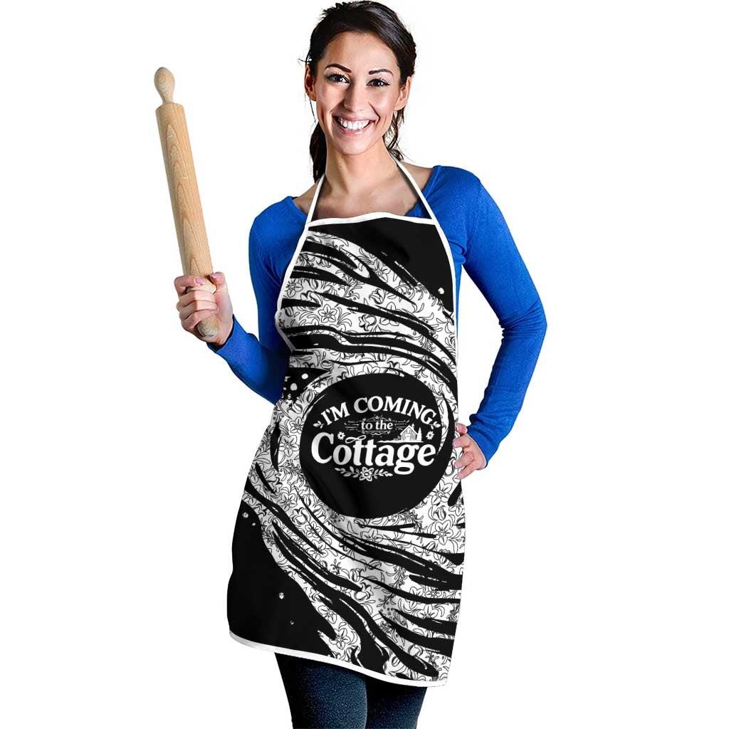 I'm Coming to the Cottage Apron with Hand-Drawn Floral Pattern