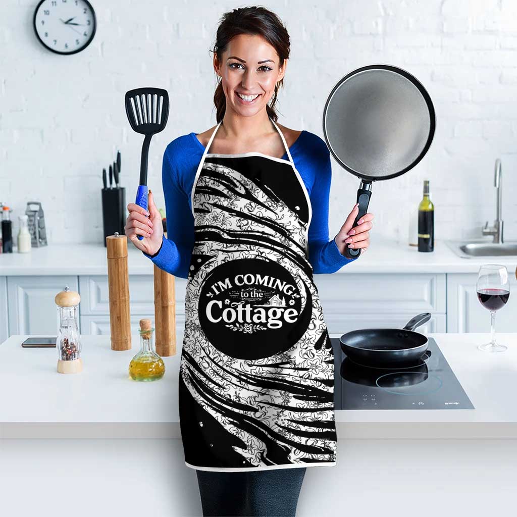 I'm Coming to the Cottage Apron with Hand-Drawn Floral Pattern