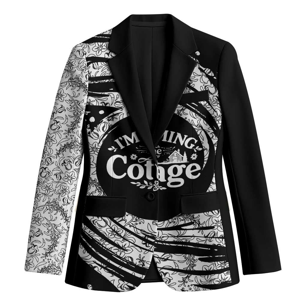 I'm Coming to the Cottage Blazer with Hand-Drawn Floral Pattern
