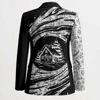 I'm Coming to the Cottage Blazer with Hand-Drawn Floral Pattern