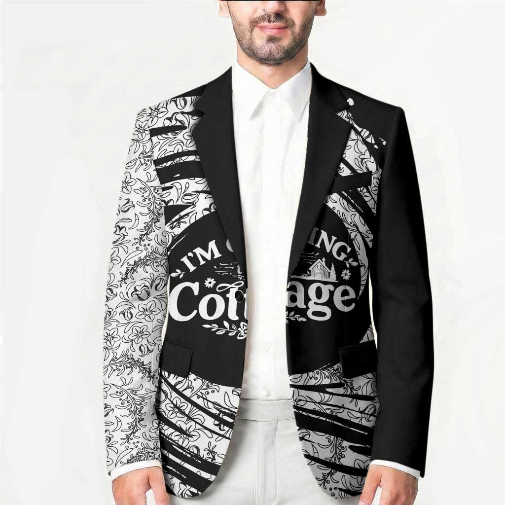 I'm Coming to the Cottage Blazer with Hand-Drawn Floral Pattern