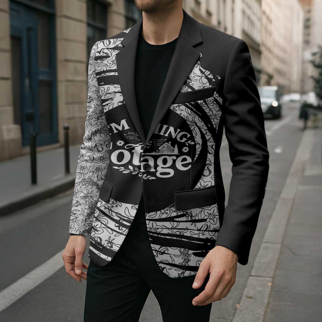 I'm Coming to the Cottage Blazer with Hand-Drawn Floral Pattern