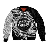 I'm Coming to the Cottage Bomber Jacket with Hand-Drawn Floral Pattern