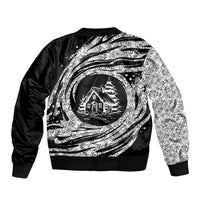 I'm Coming to the Cottage Bomber Jacket with Hand-Drawn Floral Pattern