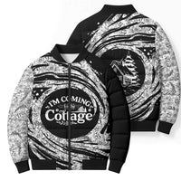 I'm Coming to the Cottage Bomber Puffer Jacket with Hand-Drawn Floral Pattern
