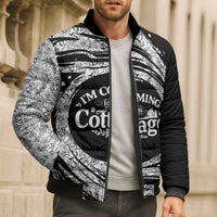 I'm Coming to the Cottage Bomber Puffer Jacket with Hand-Drawn Floral Pattern