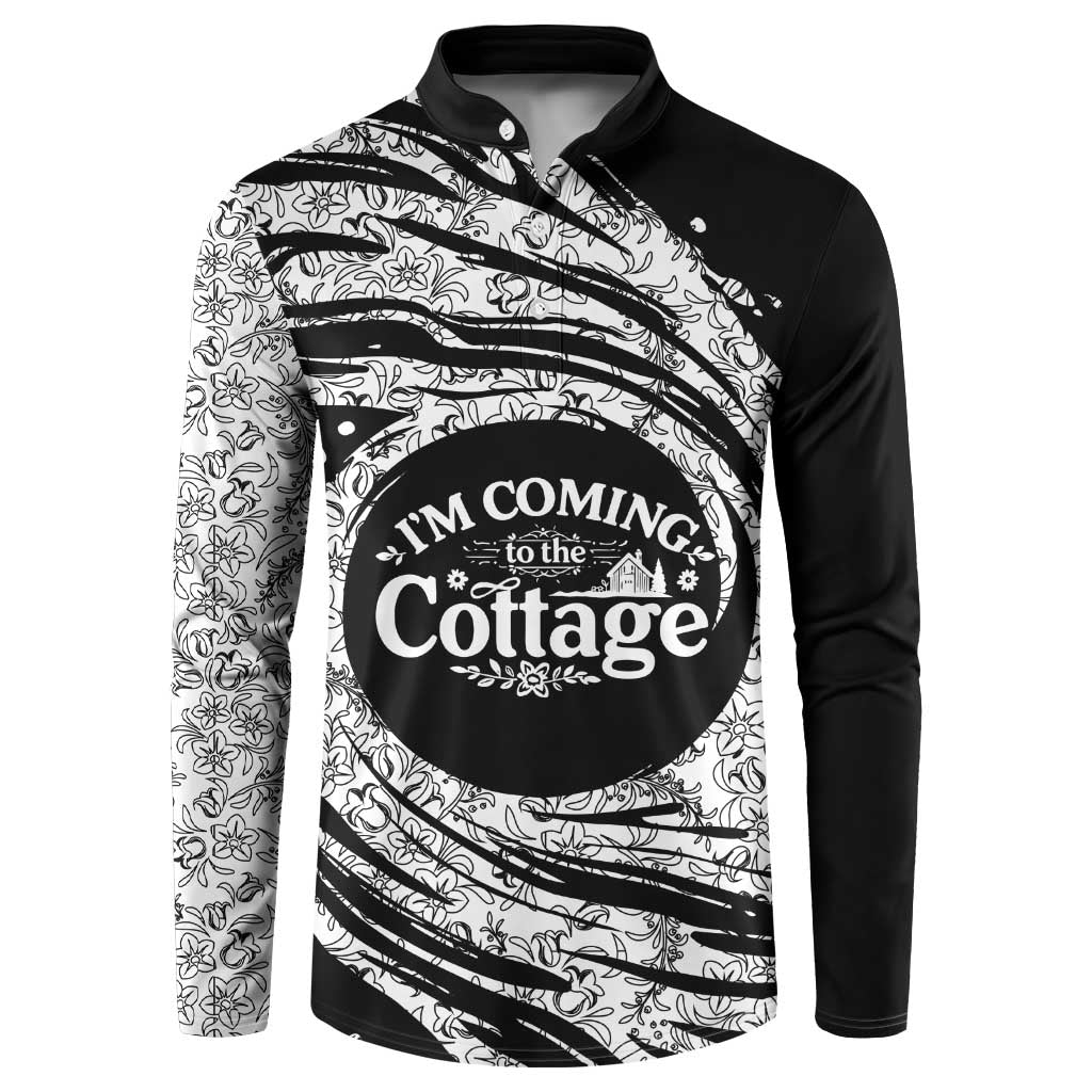I'm Coming to the Cottage Button Sweatshirt with Hand-Drawn Floral Pattern