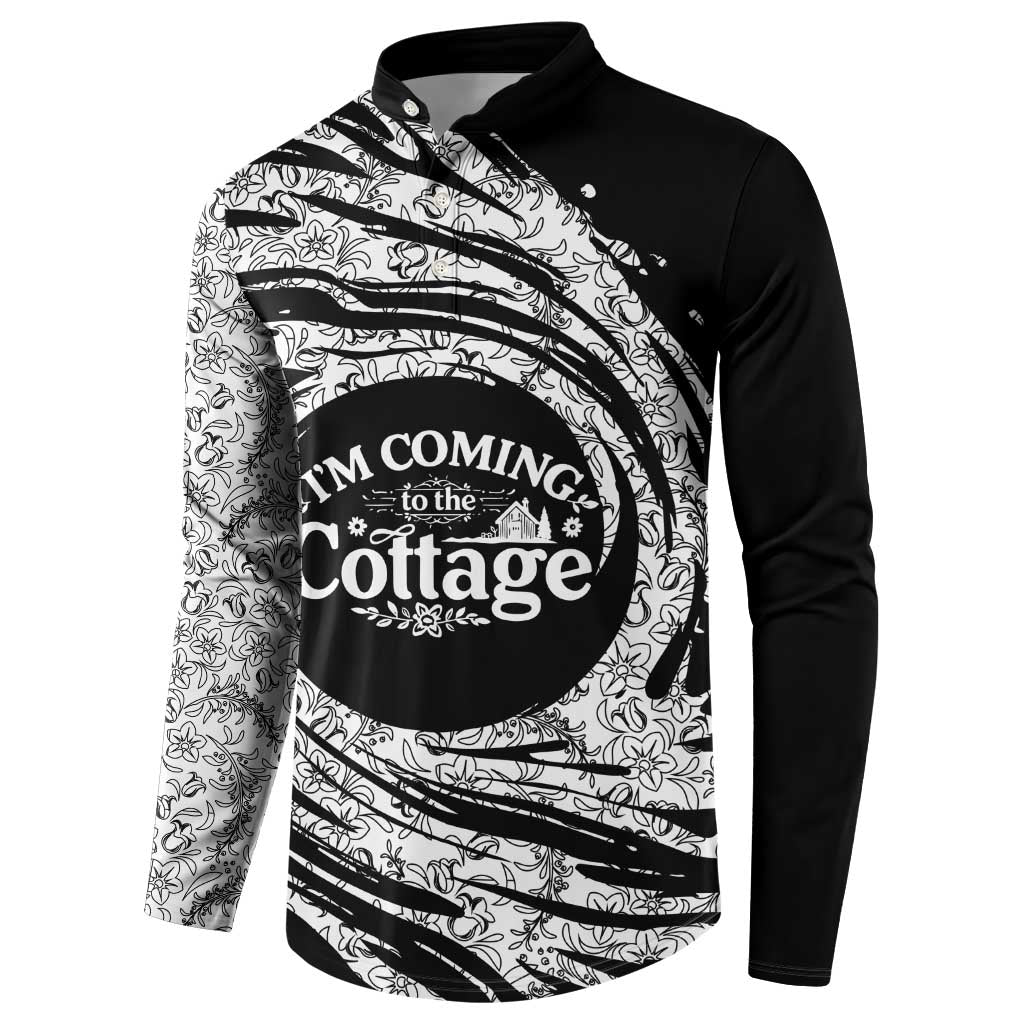 I'm Coming to the Cottage Button Sweatshirt with Hand-Drawn Floral Pattern