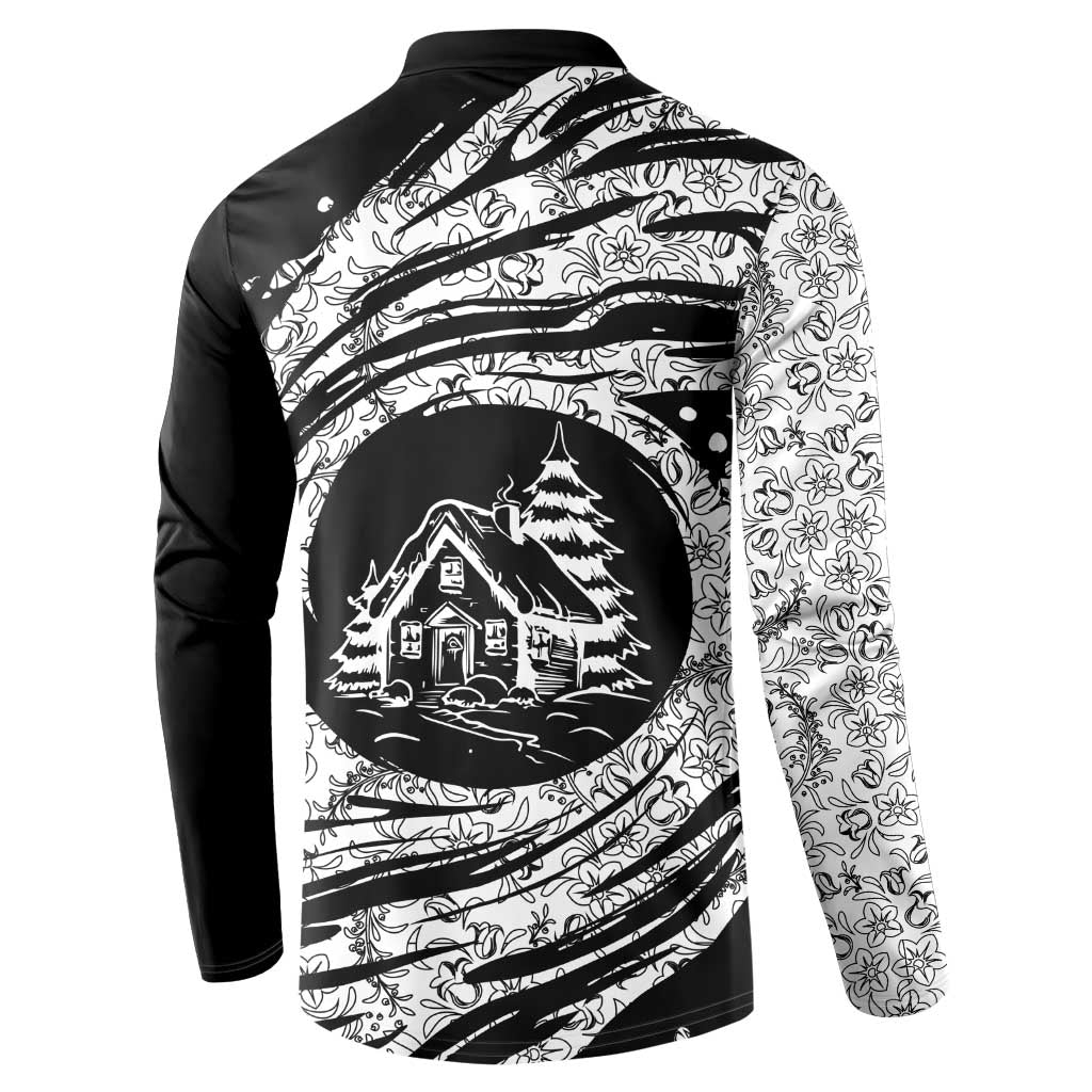 I'm Coming to the Cottage Button Sweatshirt with Hand-Drawn Floral Pattern