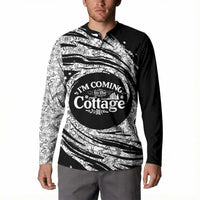 I'm Coming to the Cottage Button Sweatshirt with Hand-Drawn Floral Pattern