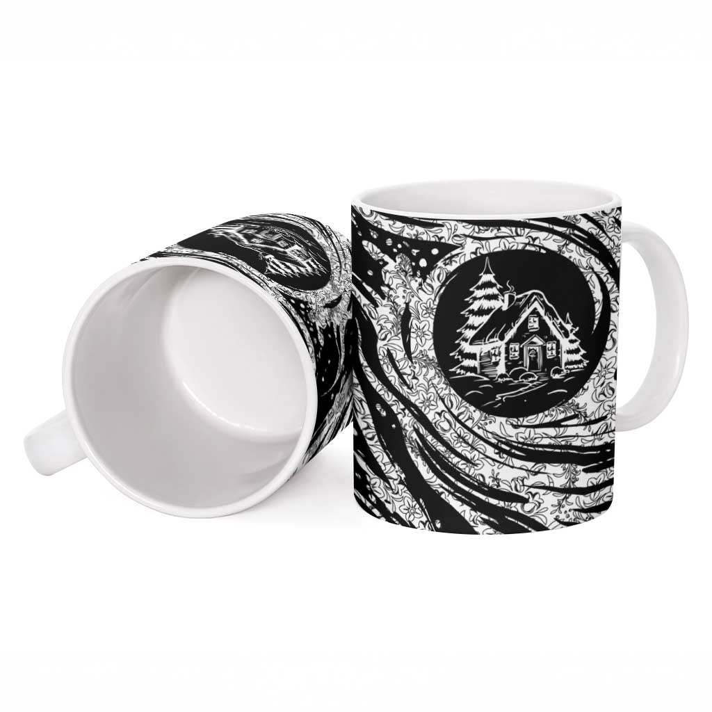 I'm Coming to the Cottage Ceramic Mug with Hand-Drawn Floral Pattern
