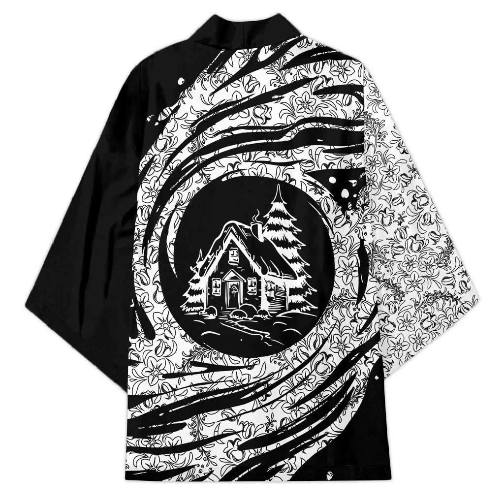 I'm Coming to the Cottage Kimono with Hand-Drawn Floral Pattern