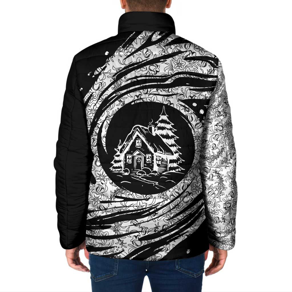I'm Coming to the Cottage Padded Jacket with Hand-Drawn Floral Pattern