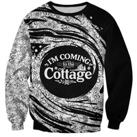 I'm Coming to the Cottage Sweatshirt with Hand-Drawn Floral Pattern