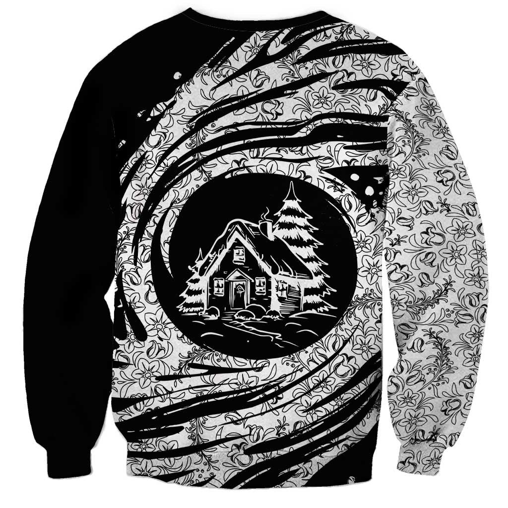 I'm Coming to the Cottage Sweatshirt with Hand-Drawn Floral Pattern