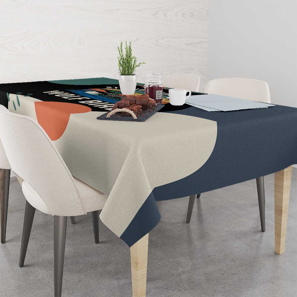 Stupid Canadian Wolf Bird Tablecloth with Retro Sunset Stripe Pattern