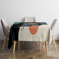 Stupid Canadian Wolf Bird Tablecloth with Retro Sunset Stripe Pattern