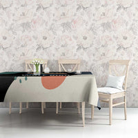 Stupid Canadian Wolf Bird Tablecloth with Retro Sunset Stripe Pattern