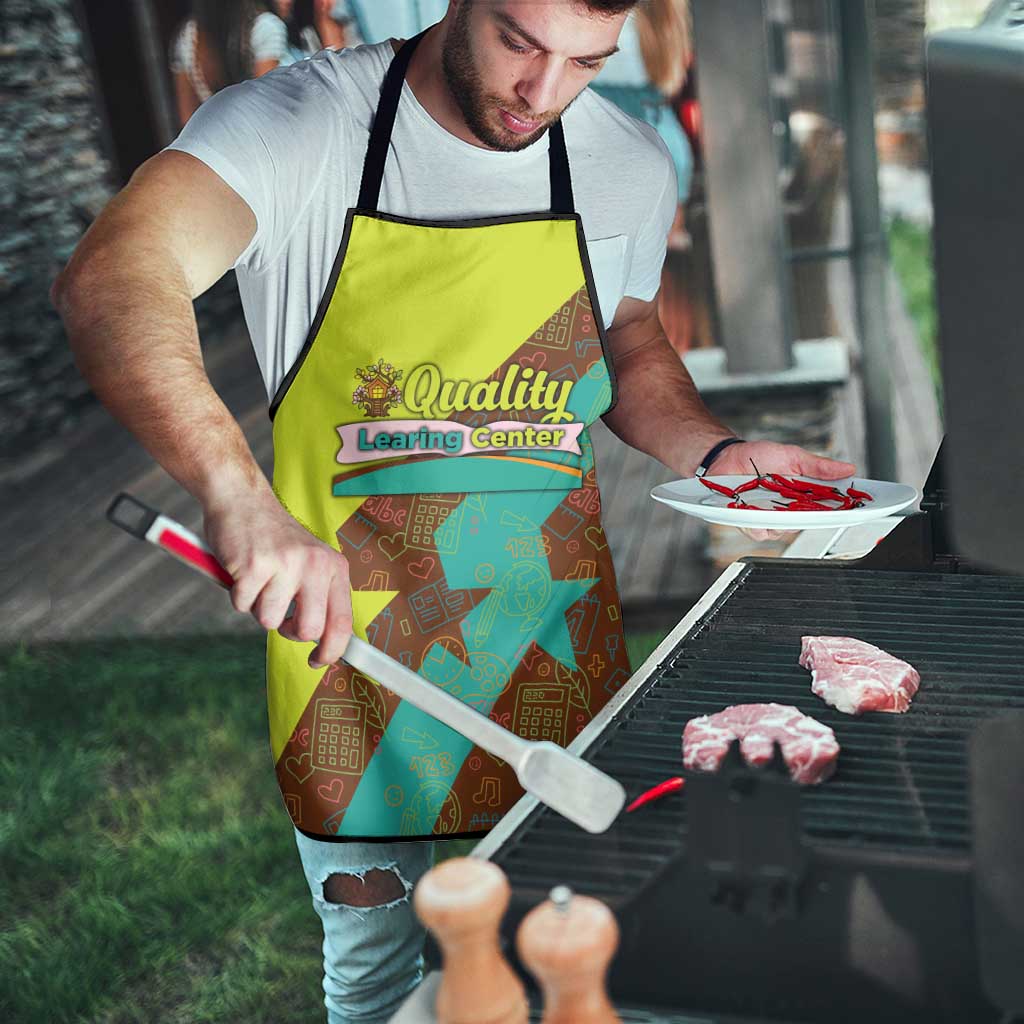Quality Learning Center Apron with School Supply Doodle Pattern