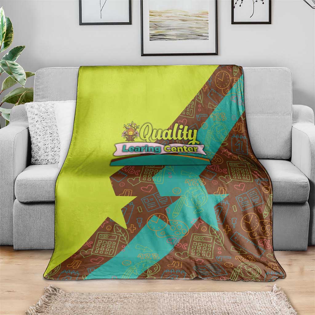 Quality Learning Center Blanket with School Supply Doodle Pattern