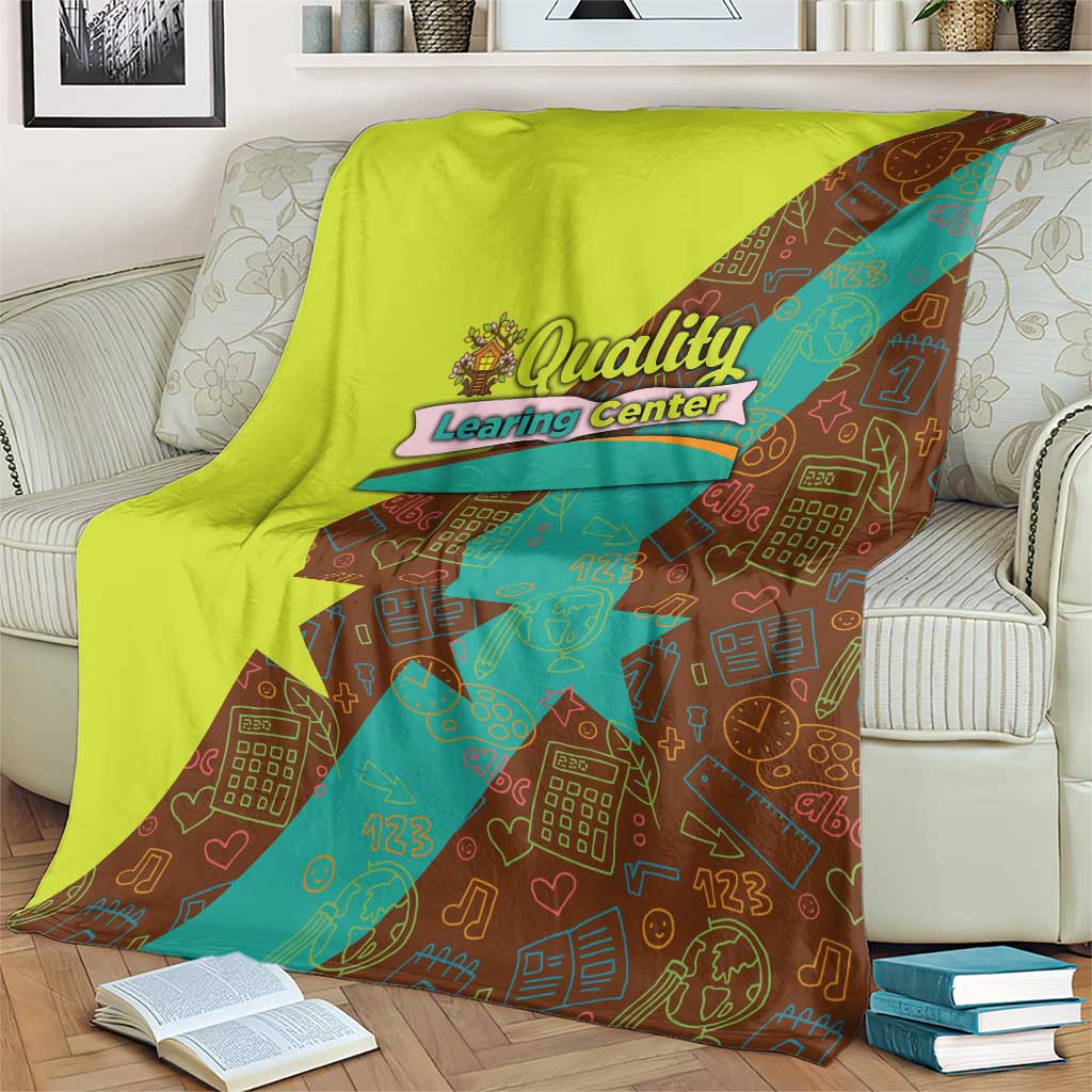 Quality Learning Center Blanket with School Supply Doodle Pattern