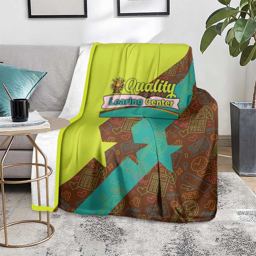 Quality Learning Center Blanket with School Supply Doodle Pattern