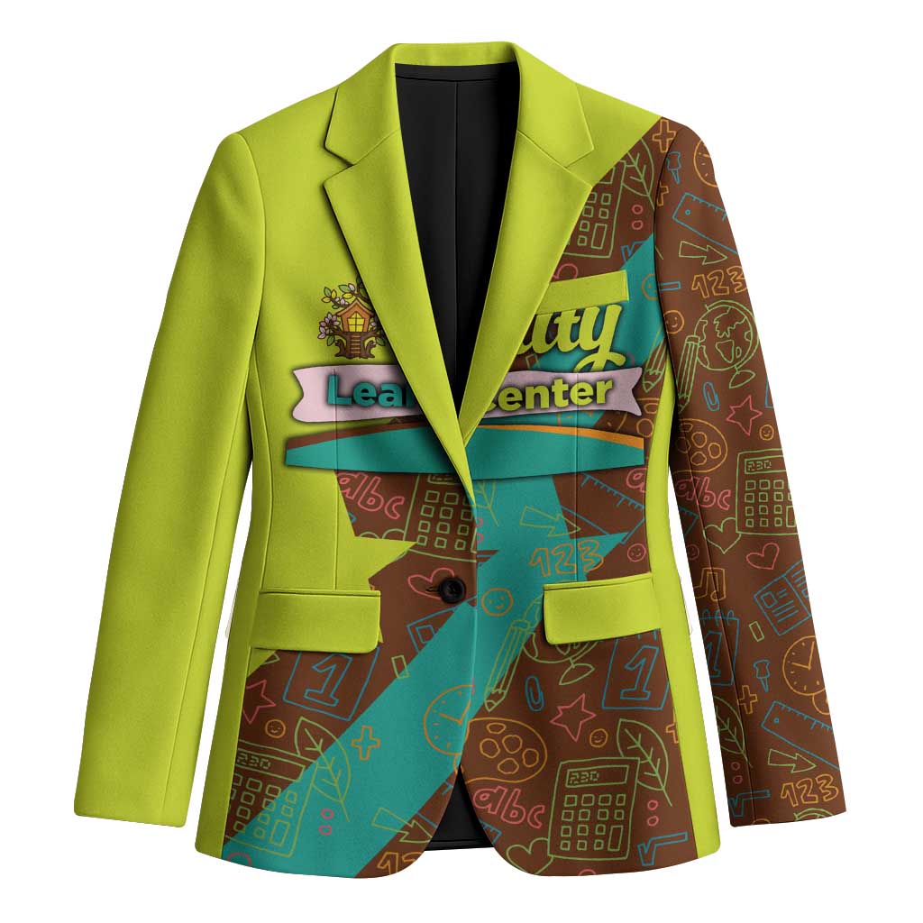 Quality Learning Center Blazer with School Supply Doodle Pattern