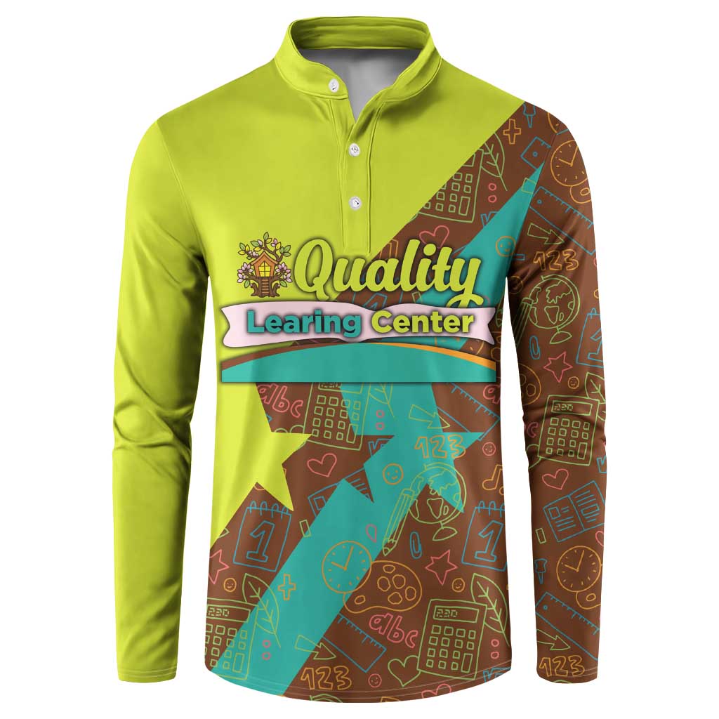 Quality Learning Center Button Sweatshirt with School Supply Doodle Pattern