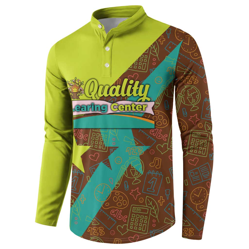 Quality Learning Center Button Sweatshirt with School Supply Doodle Pattern