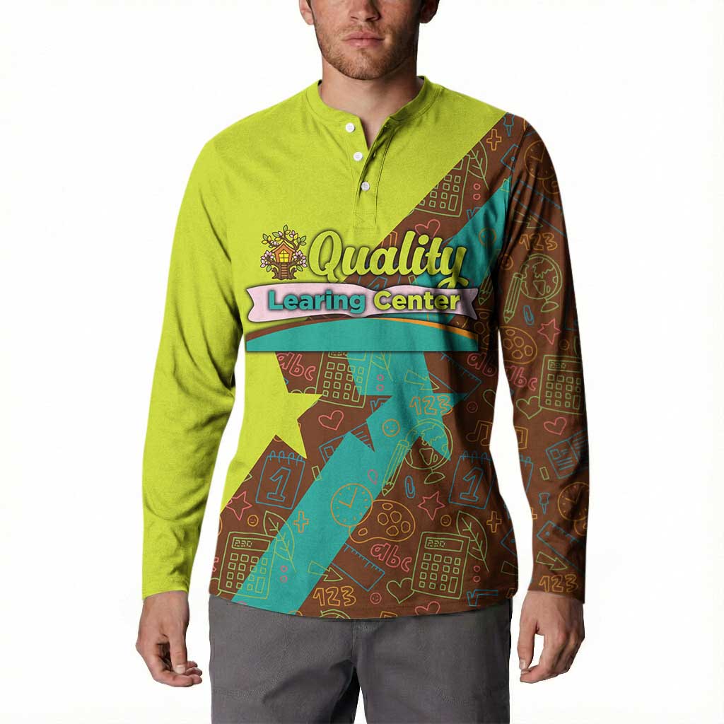 Quality Learning Center Button Sweatshirt with School Supply Doodle Pattern