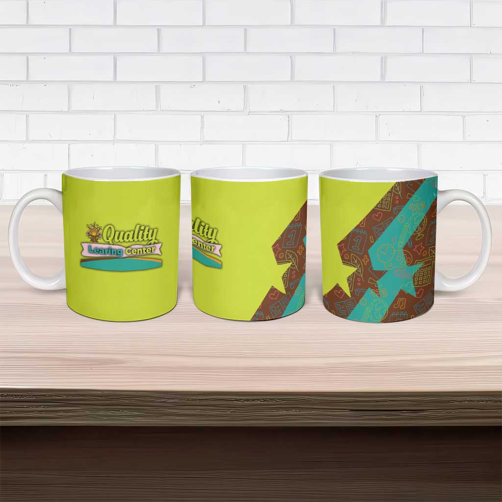 Quality Learning Center Ceramic Mug with School Supply Doodle Pattern