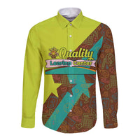 Quality Learning Center Long Sleeve Button Shirt with School Supply Doodle Pattern
