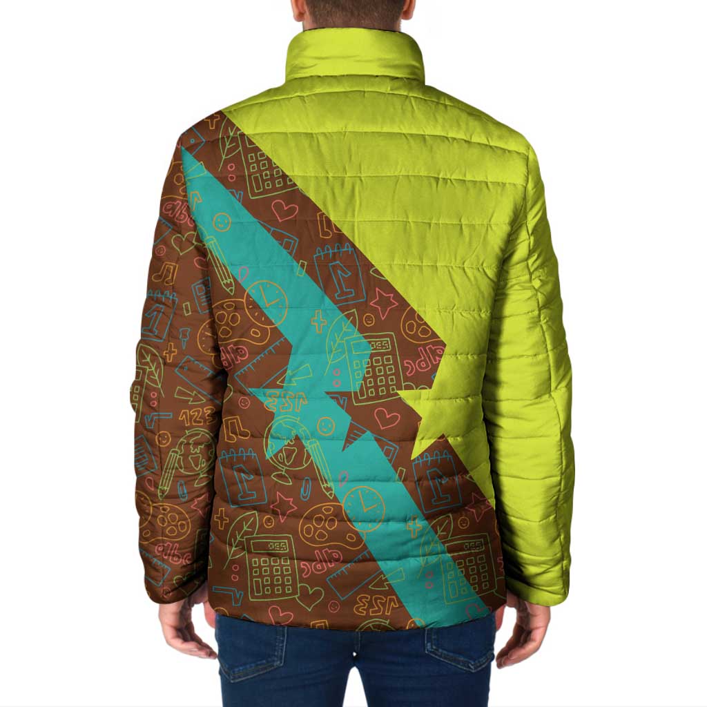 Quality Learning Center Padded Jacket with School Supply Doodle Pattern