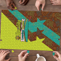 Quality Learning Center Puzzle with School Supply Doodle Pattern