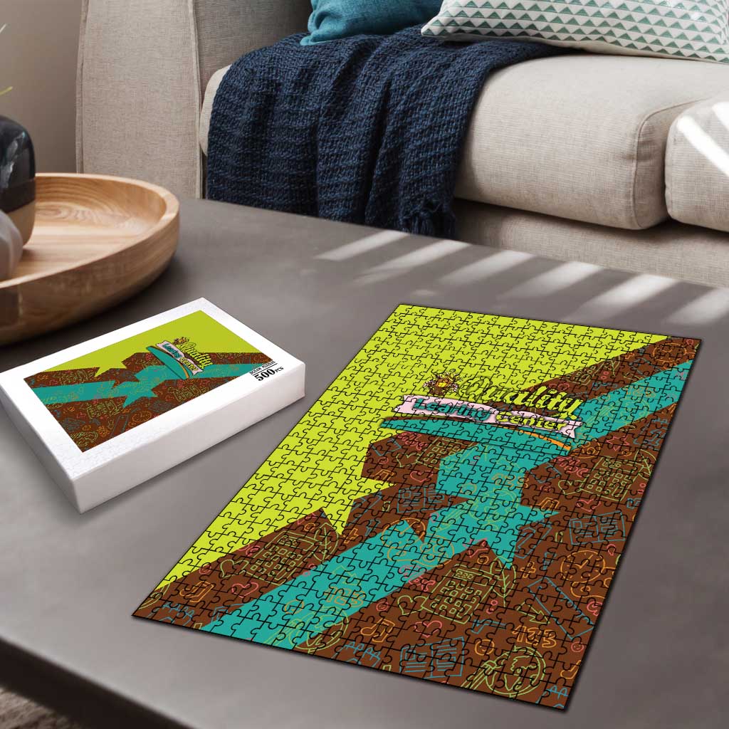 Quality Learning Center Puzzle with School Supply Doodle Pattern
