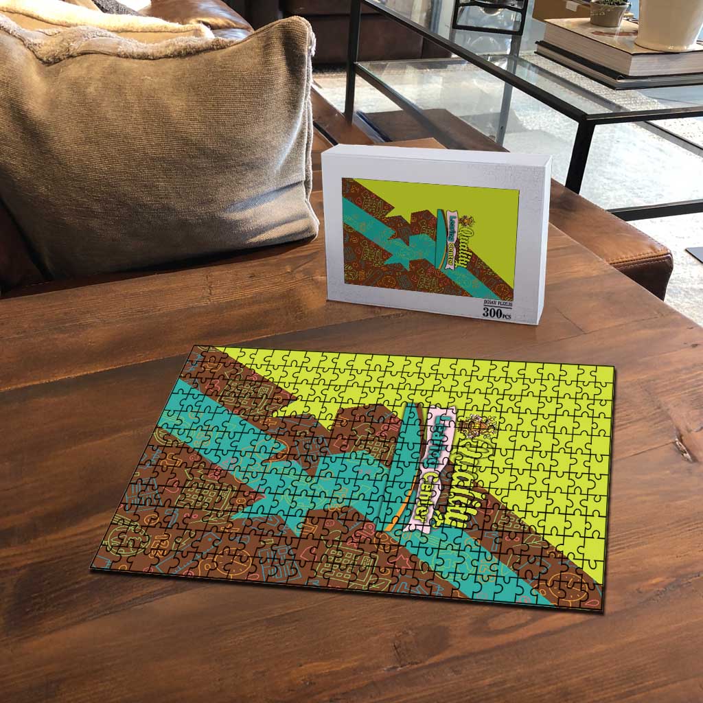 Quality Learning Center Puzzle with School Supply Doodle Pattern
