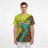 Quality Learning Center Scrub Top with School Supply Doodle Pattern