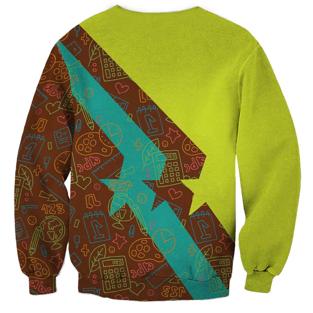 Quality Learning Center Sweatshirt with School Supply Doodle Pattern