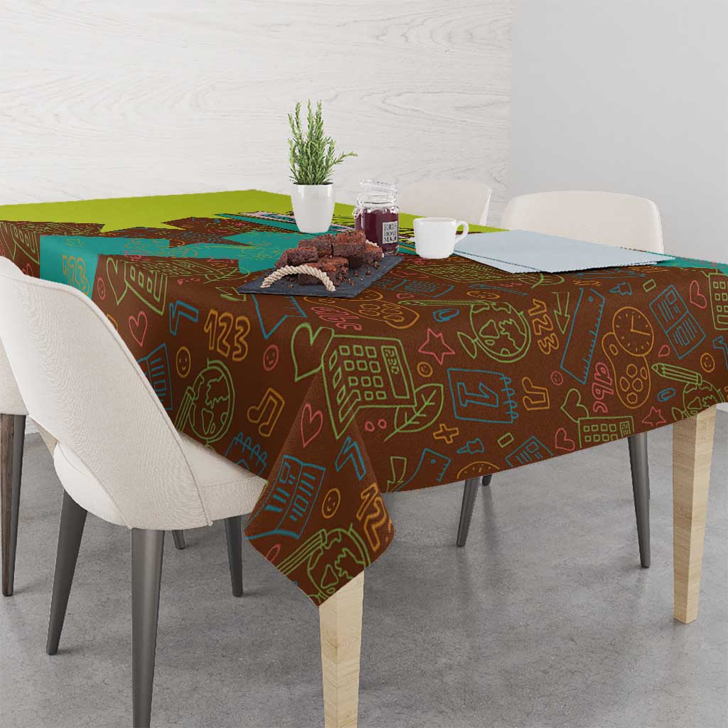 Quality Learning Center Tablecloth with School Supply Doodle Pattern